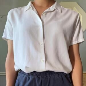 Uniqlo white short sleeve camp